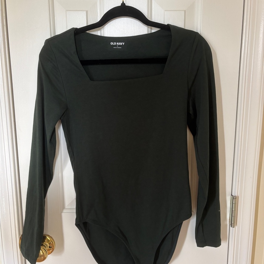 Old Navy Green Fitted Bodysuit with Long Sleeves